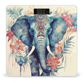 Peacock Feathers Elephant Bathroom Scale for Body Weight Bathroom Weighing Scale with Backlit LCD Display Highly Accurate Measures Weight Up to 180kg