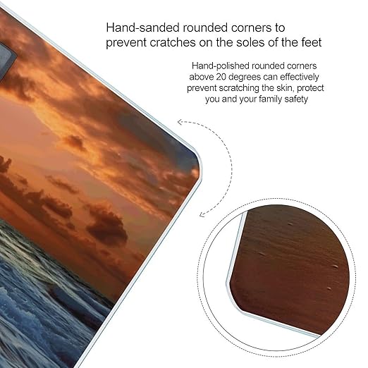 Evening Beach Sea Water Bathroom Scale Large LCD Backlight Display Digital Scale Rounded Corners Body Scales Automatic Power On/Off Bathroom Scales for Home Bedrooms