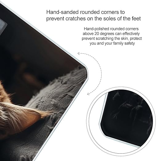 Napping Kitten Scale for Body Weight Anti-Slip Tempered Glass Digital Bathroom Scales Clear LCD Display Weighing Scale Safe Rounded Corners Smart Scales