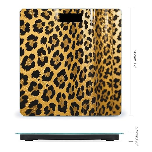 Leopard Print Weight Scale Large Bathroom Scales Digital Weight with Bright LED Display Non Slip Automatic Weighing Scale Fashion Weighing Machine for Body