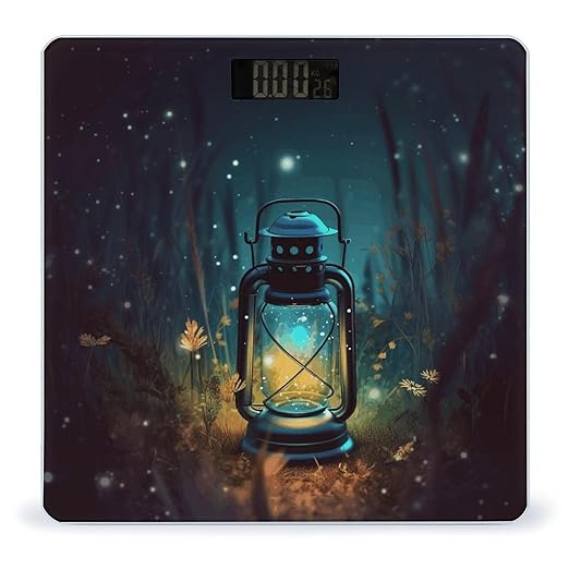 Fireflies and Lantern Scale for Body Weight High Precision Digital Weight Scales with LCD Display Anti-Slip Sturdy Slim Tempered Glass Bathroom Scale for Home Use