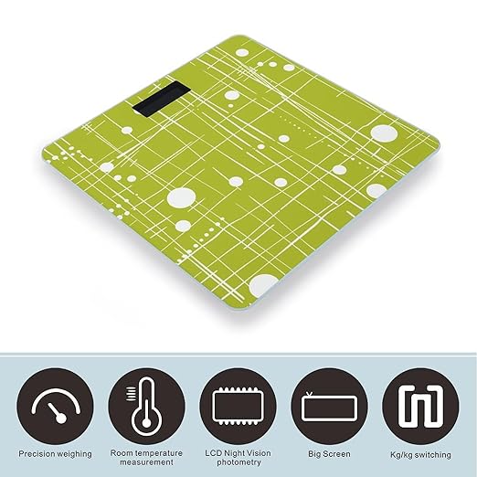 Digital Bathroom Scale for Body Weight Scale with Bright LCD Display High Accuracy Step-On Technology Auto On/Off Lime Green Lines Digital Scales 400 Lbs /180kg