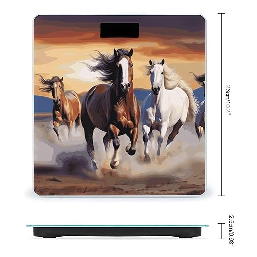 Digital Bathroom Scale for Body Weight Scale with Bright LCD Display High Accuracy Step-On Technology Auto On/Off Running Horses Digital Scales 400 Lbs /180kg