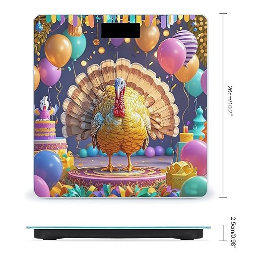 Turkey Party Bathroom Scale for Body Weight Bathroom Weighing Scales with Back Lit LED Display Sturdy Tempered Glass Body Weight Bathroom Scale 400lb Weighing