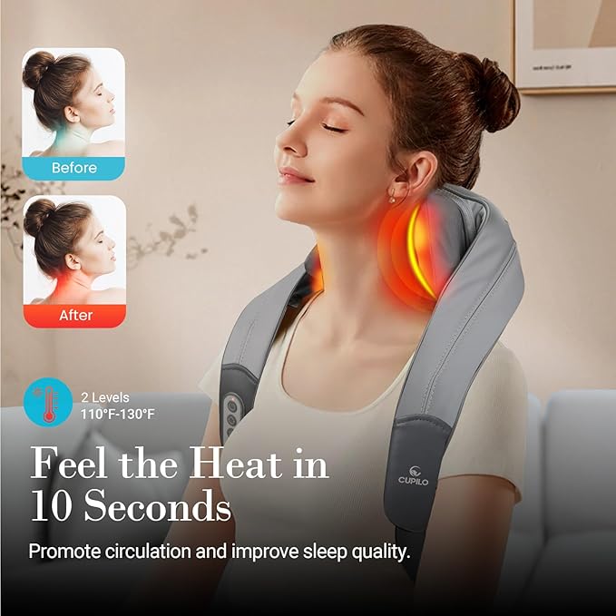 FSA Cordless Neck and Shoulder Massager - HSA Eligible Shiatsu Back Massager for Pain Relief Deep Tissue Electric Rechargeable Cervical Massager with Heat