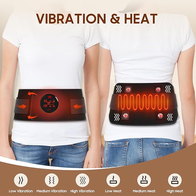 Cordless Heating Pad for Back Pain Relief 51 Rechargeable Heated Back Wrap withVibration Massage 3 Heat &amp 3 MassageModes Portable Lower Back Pain Relief Beltfor Men &amp Women