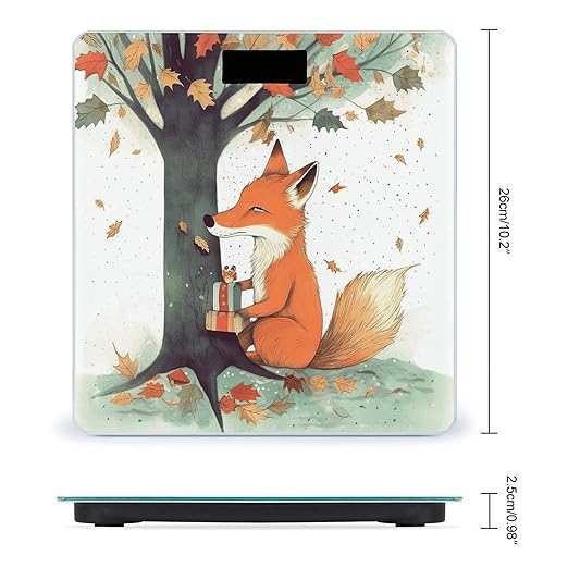 Fox Under The Tree Scale for Body Weight Accurate Digital Bathroom Scale Toughened Glass High Precision Scales Smart Weight Scales with Large LCD Backlight Display Weighing Machine