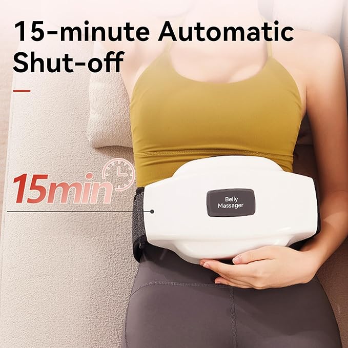 Dual Disc Abdominal Massager Professional Hands-Free Belly Massager Machine with Heat for Digestion Aid Relieve Bloating Constipation Stomach Fat &amp Period Cramps