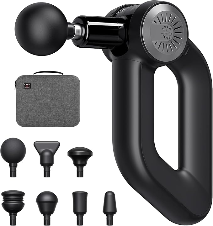 Shaw Strength S6 Pro Massage Gun Deep Tissue Percussion with 16mm Amplitude Professional Muscle Massager Gun for Athletes Pain Relief Handheld Massagers for Muscles 7 Attachments