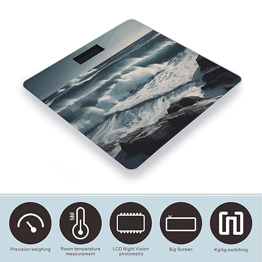 Wild Seas Scale for Body Weight Precision Bathroom Weighing Scales with Back Lit LCD Display Sturdy Tempered Glass Body Weight Scales Digital Bathroom Scale 400lb