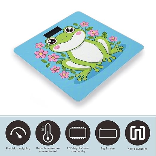Frog Weight Scale Cute Bathroom Scale for Body Highly Accurate Digital Weighing Machine for People Compact LCD Display Scales with Sturdy Toughened Glass Scales
