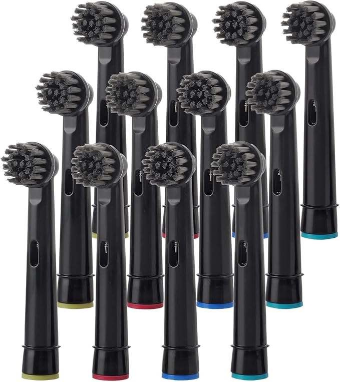 Electric Toothbrush Replacement Brush Heads Compatible For Oral Basic Cleaning -B Toothbrush Nozzle BristlesD100 D25 D30 D32 4739 3709 3744(17A-BK-12Pcs)