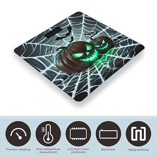Green Pumpkin Scale for Body Weight Highly Accurate Digital Bathroom Body Scale Digital Bathroom Scales for People Anti-Slip Large LCD Display Smart Scales