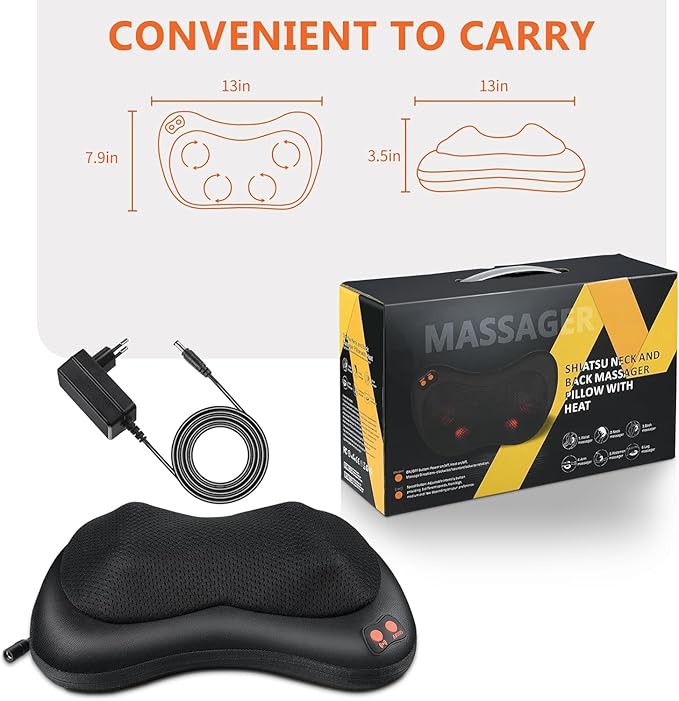 Brelley Neck and Back Massager with Heat Electric Shiatsu Deep Tissue Kneading Massage for Neck Back Shoulders and Legs Gift for Men Women Christmas Mother's Day &amp Father's Day