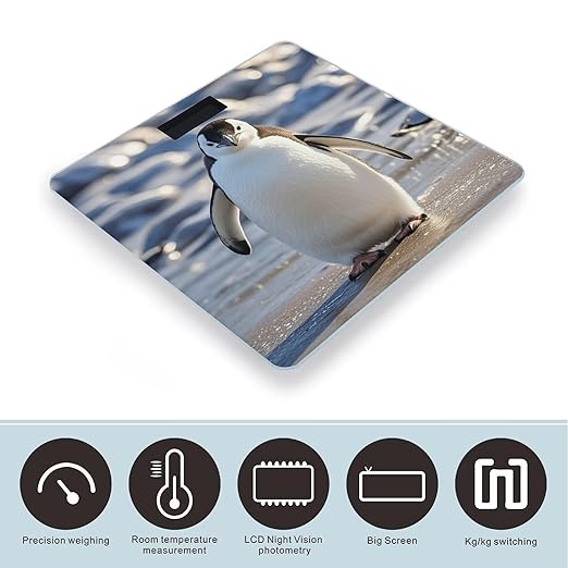 Cute Penguin Bathroom Scale for Body Weight with High Precision Large LCD Backlight Display Digital Weighing Scale with BMI Capacity Up to 180kg