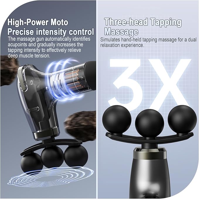 Massage Gun with Upgraded Extension Handle Massage Gun Deep Tissue - Back Massager for Pain Relief Deep Tissue Muscles/Neck/Shoulders/Waist/Legs Massager 5 Replaceable Heads &amp 9 Speed Levels(Bl