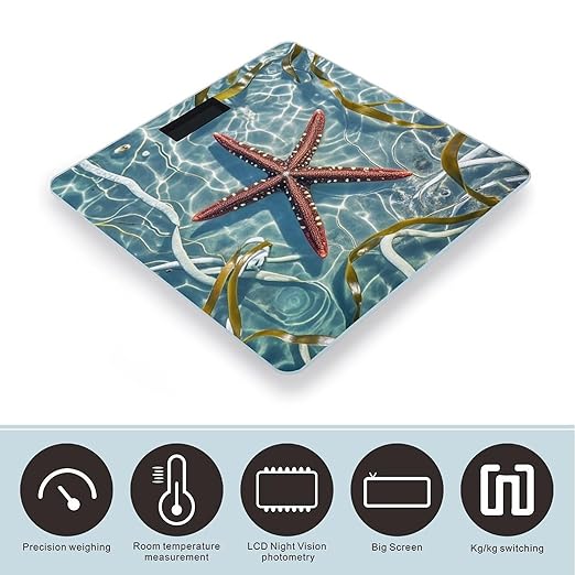 Starfish Scale for Body Weight Highly Accurate Digital Bathroom Body Scale Digital Bathroom Scales for People Anti-Slip Large LCD Display Smart Scales