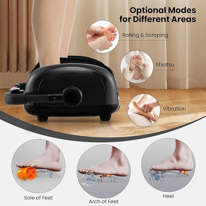 ARLIME Foot Massager with Heat Deep Kneading Shiatsu Feet Massager Machine with Compression Muscle Arm Relaxation Gifts for Elder Men Women (Black)