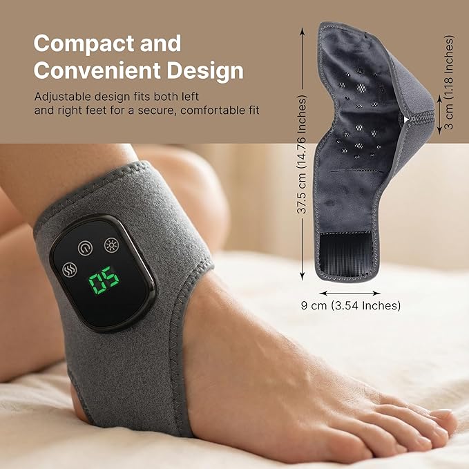 Triple Method Therapy Foot Ankle Massager - Massage for Neuropathy with 5 Heat Levels Vibration Modes Compression - Portable Heating Wrap Device for Pain Relief Rejuvenate Feet Circulation