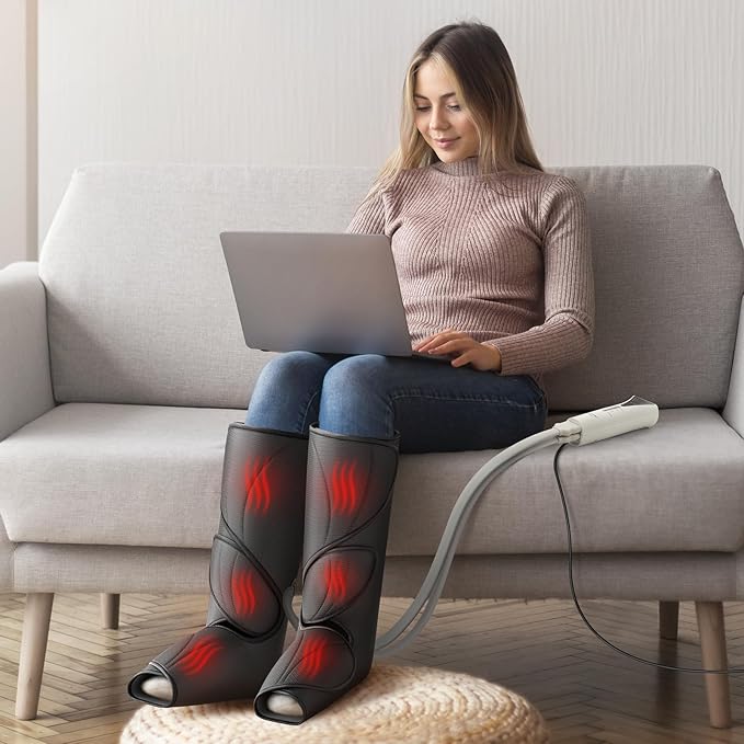 QUINEAR Leg Massager with Heat Compression Device for Legs Heated Compression Boots Foot Calf Massage Machine Foot and Leg Pumps Massager for Circulation and Pain Relief