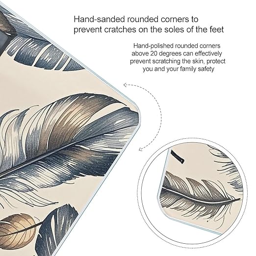 Hand Drawn Feathers Scale for Body Weight Smart Scales Digital Bathroom Scale High Precision Weighing Scales with Large Display Weighing Machine for People