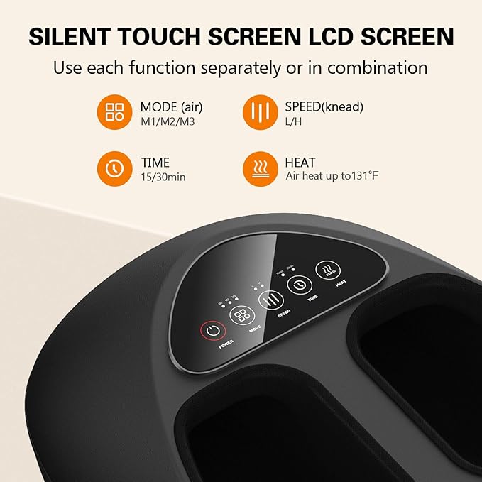 Shiatsu Foot Massager with Heat Deep Kneading &amp Gentle Air Compression for Foot Wellness and Relaxation Feet Massager Electric Foot Massager Machine - Gifts for Women Men Fits Size 13