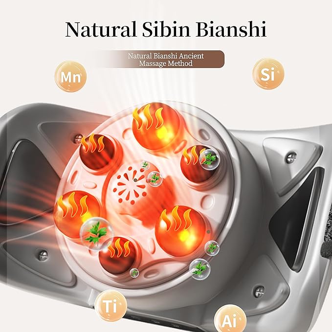 Intelligent Heated Massage Belt Multi-Function Kneading Massager with Red Light Therapy Natural Stone Massage for Waist and Abdomen