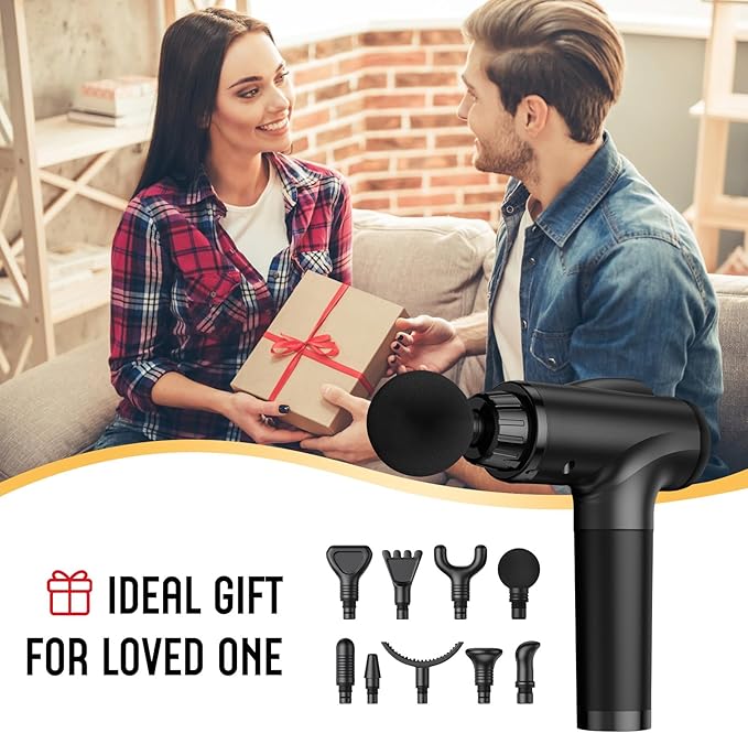 Massage Gun Deep Tissue Handheld Electric Muscle Massager High Intensity Percussion Massage Device for Pain Relief with 9 Attachments &amp 30 Speed(Black