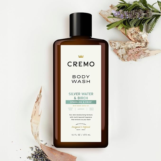 Cremo Rich-Lathering Silver Water &amp Birch Body Wash A Revitalizing Combination of Glacier-Fed Streams and White Birch 16 Fl Oz (2-Pack)