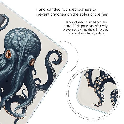 Octopus Pattern Scale for Body Weight Accurate Digital Bathroom Scale Toughened Glass High Precision Scales Smart Weight Scales with Large LCD Backlight Display Weighing Machine