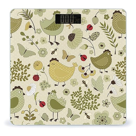 Yellow Leaves Chicken Scale for Body Weight Digital Bathroom Scale Precision Smart Weighing Scales with Clear LED Display Accurate High Precision Scales Weighing Machine