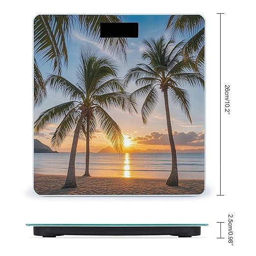 Sunset Palm Tree Scale for Body Weight Digital Bathroom Scale Toughened Glass High Precision Scales for Body Weight with Large LCD Backlight Display Weight Scales