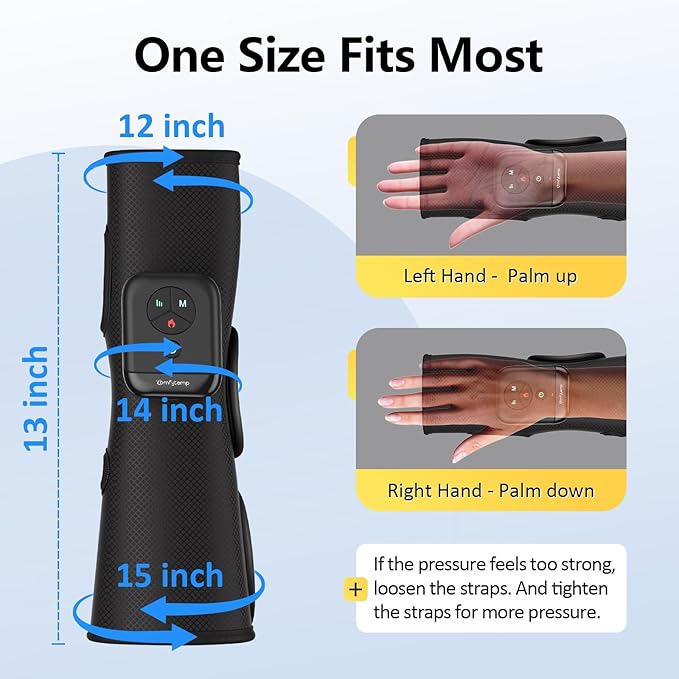 Comfytemp Air Compression Therapy Device K1063 Portable Hand and Wrist Massager for Circulation and Pain Relief Cordless Forearm Massage Sleeve with Heat Ideal for Men Women Seniors