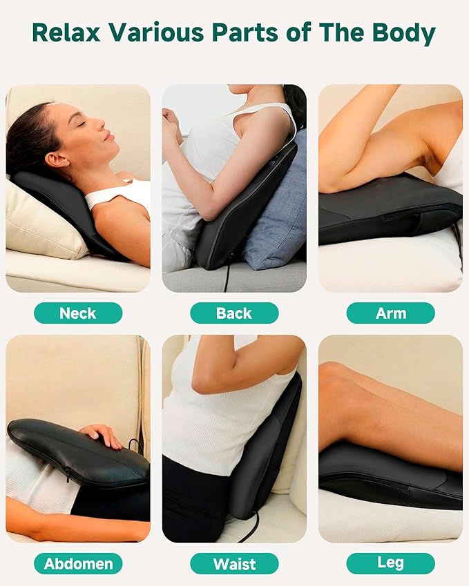 Snailax Shiatsu Back Massager with Heat Neck Shoulder Massager for Pain Relief Deep Tissue 4D Kneading Back Massage Pillow 3 Speed/3 Modes Portable for Home Office Car Use