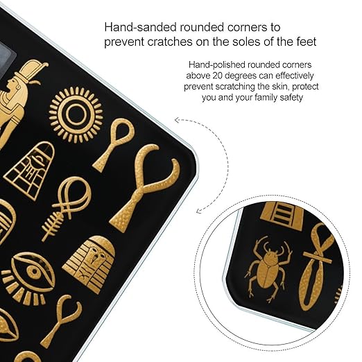 Ancient Egyptian Bathroom Scale for Body Weight LCD Display Digital Bathroom Scale Tempered Glass Bathroom Weight Scales Fashion Smart Scales for Home Bedroom 400 Lb