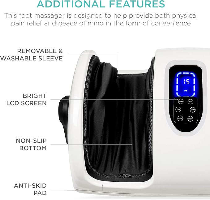 Best Choice Products Heated Shiatsu Foot Massager for Pain Relief Plantar Fasciitis Neuropathy Blood Circulation w/Compact Design - Pearl White