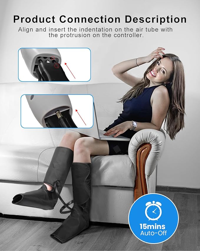 Air Compression Leg Massager with Heat Leg Massager Simulates Kneading and Stroking of Tissues by Using an Inflatable Garment Gifts for Women Men (Black)