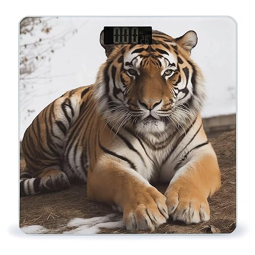 Big Tiger Bathroom Scale Rounded Smart Scale for Body Weight Automatic Power On/Off Weight Scales Accurate Bathroom Digital Scales for Pet Home Bedroom Kitchen