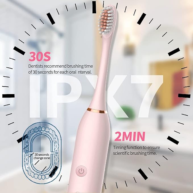 Electric Toothbrush for Adults Rechargeable Electric Toothbrush with 8 Brush Heads 42000vpm 6 Modes IPX7 Waterproof 2 Pack Soft Electric Toothbrush Black Pink