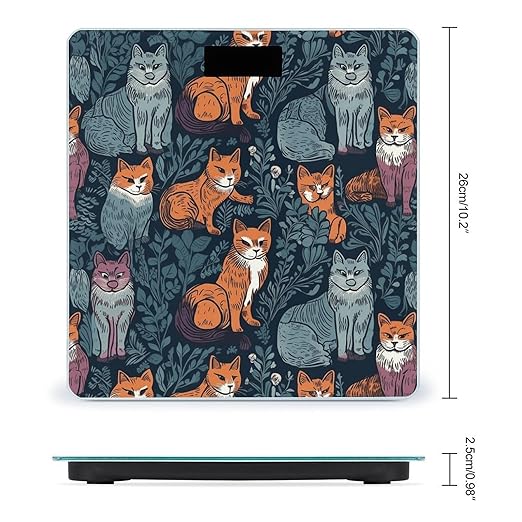 Cat Print Scale for Body Weight Digital Bathroom Scale Accurate Smart Weight Scales with Large Display Weighing Machine High Precision Scales