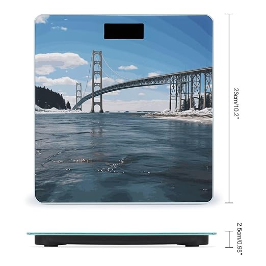 Mackinac Suspension Bridge Scale for Body Weight Anti-Slip Digital Bathroom Scale Sturdy Toughened Glass Weighing Scales High Precision Safe Rounded Corners Smart Scales