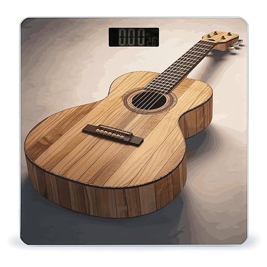 Guitar Wooden Bathroom ScaleHighly Accurate Digital Weighing Machine for People Bright LED Display Weight Scale for The Aldult Home Use