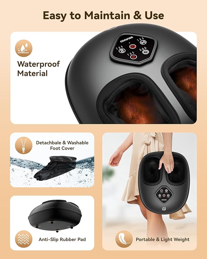 COMFIER 2026 Shiatsu Foot Massager with HeatCompressionKneading &ampRollingFoot Massager for NeuropathyPlantar FasciitisUpgraded for Larger Feet Machine(Size 15)Home or Officefor Men Women