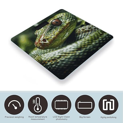 Green Snake Digital Bathroom Scale for Body Weight with High Precision Digital Weighing Scale with BMI Clear LCD Display and Step-On Measures Weight Up to 180kg