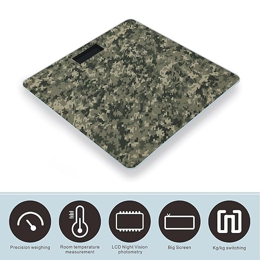 Military Woods Camouflage Scale for Body Weight Digital Bathroom Scale Accurate Smart Weight Scales with Large Display Weighing Machine High Precision Scales