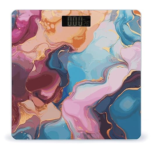 Colorful Marble Weight Scale Digital Electronic Scales Bathroom Scale Larg LCD Backlight Display High Precision MeasurementsTempered Glass