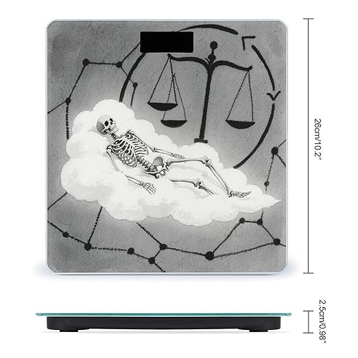 Black and White Romantic Constellation Skeleton Weight Scale Large Bathroom Scales Digital Weight with Bright LED Display Non Slip Automatic Weighing Scale Fashion Weighing Machine for Body