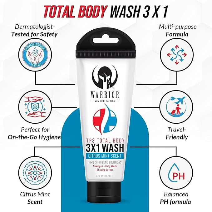 3 in 1 Body Wash For Men &amp Women Travel Size Body Wash | Antibacterial Hand Sanitizer Gel – Waterless Hand Sanitizer - 3 Oz