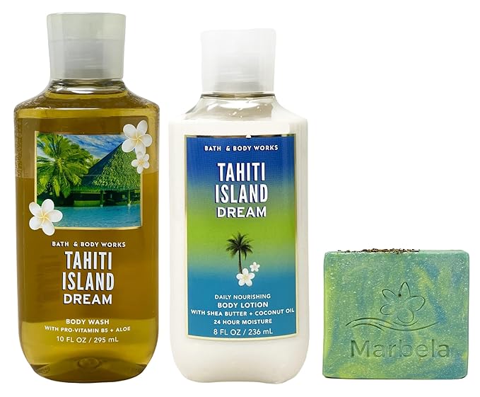 Bath &amp Body Works Tahiti Island Dream Body Wash and Daily Nourishing Body Lotions with a Fresh Forest Bar Soap