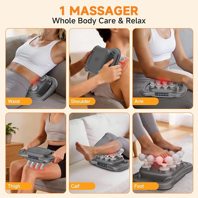 Karrong 16 Head Massage Gun Deep Tissue Electric Back Massager Tool Cordless Neck/Shoulder/Leg/Foot/Arm/Body Massager for Pain Relief 9 Levels &amp 9 Modes Gifts for Men/Women/Mom/Dad